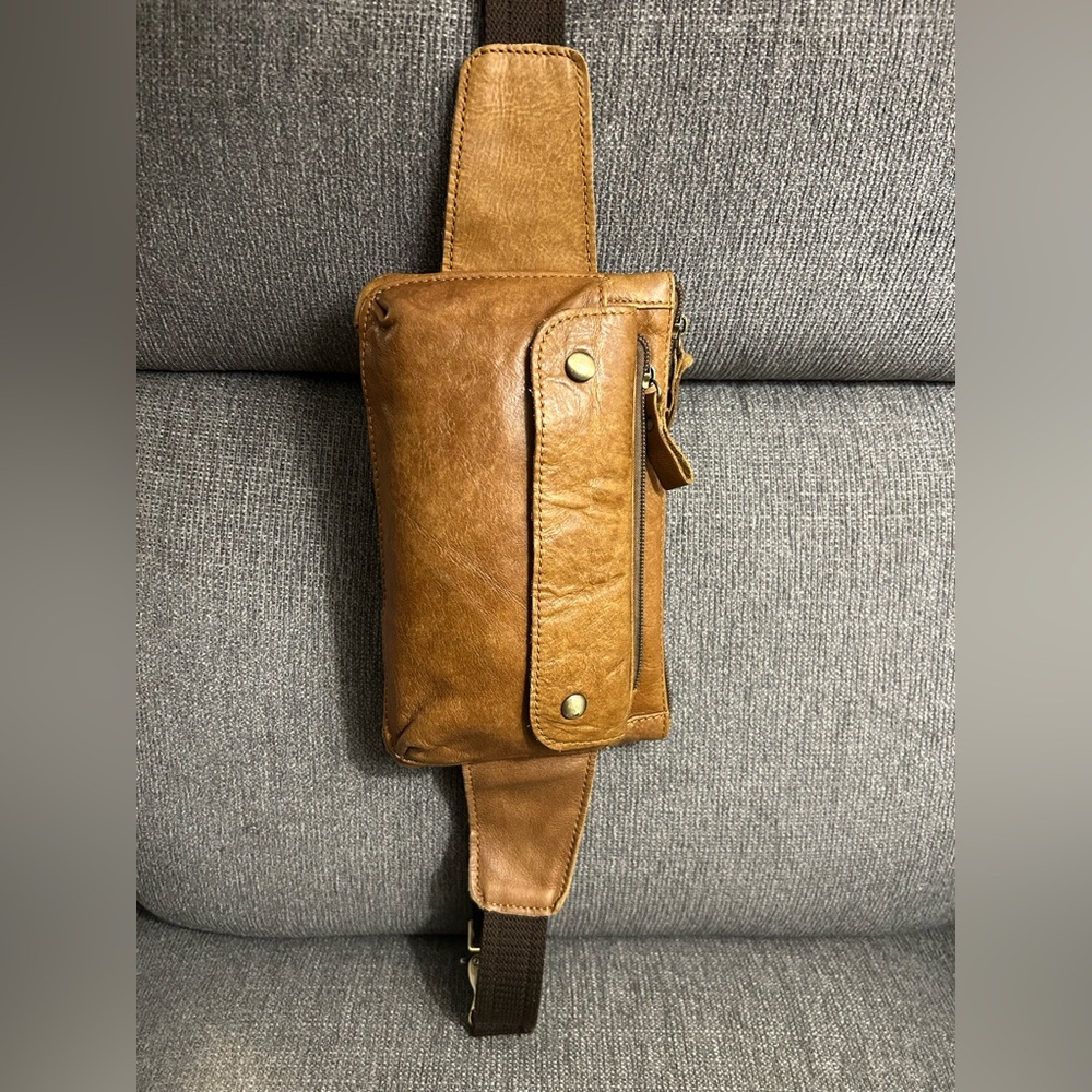 Brown Leather Belt/Sling Bag